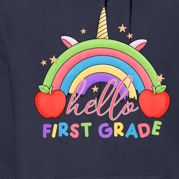 Hello First Grade Rainbow Back To School Premium Hoodie