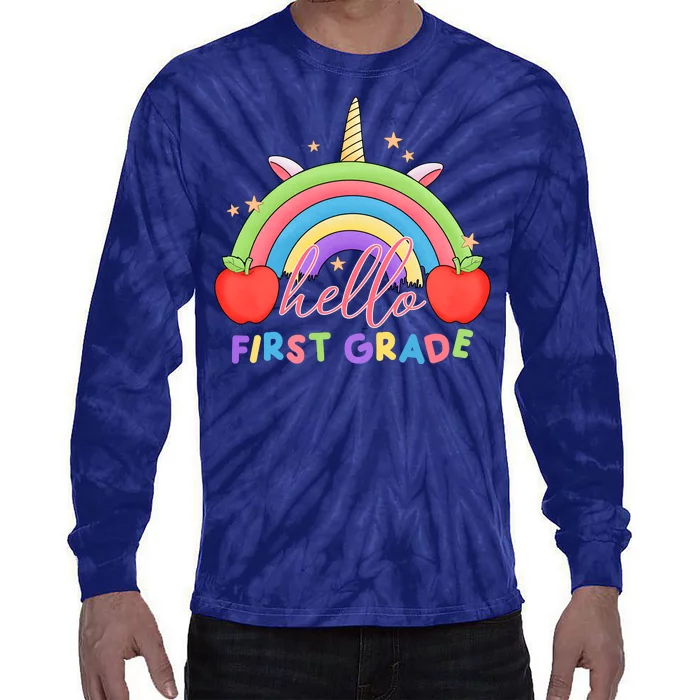 Hello First Grade Rainbow Back To School Tie-Dye Long Sleeve Shirt