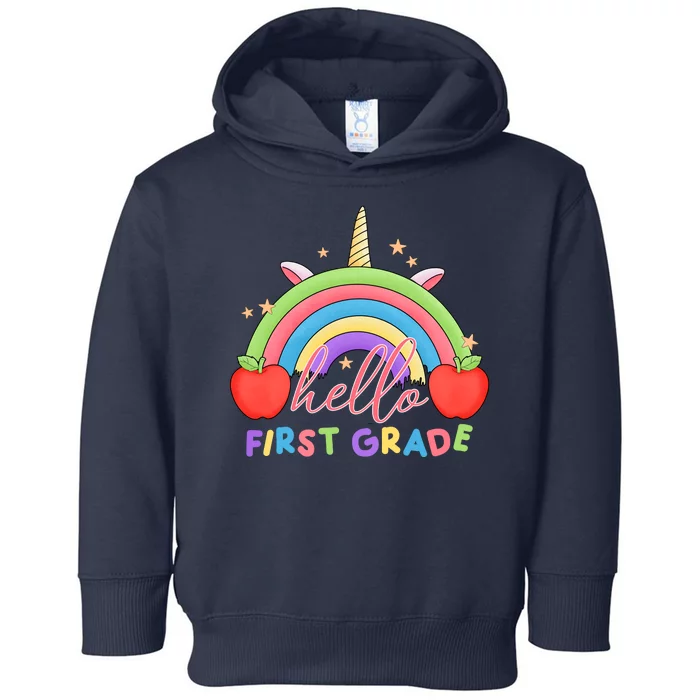 Hello First Grade Rainbow Back To School Toddler Hoodie