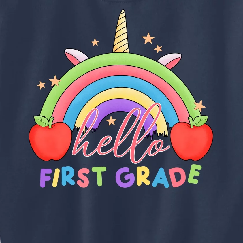 Hello First Grade Rainbow Back To School Kids Sweatshirt