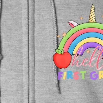 Hello First Grade Rainbow Back To School Full Zip Hoodie