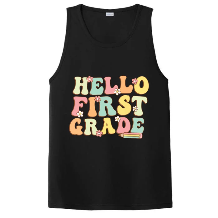 Hello First Grade Team 1st Grade Teacher Girl Back To School Performance Tank