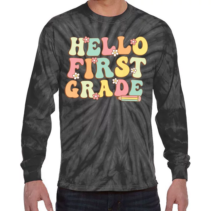 Hello First Grade Team 1st Grade Teacher Girl Back To School Tie-Dye Long Sleeve Shirt