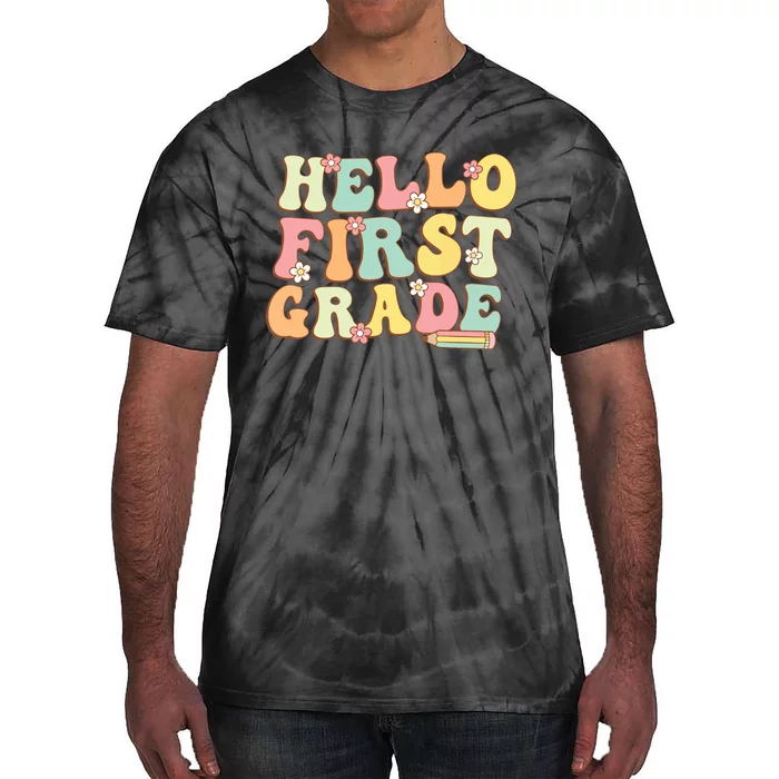 Hello First Grade Team 1st Grade Teacher Girl Back To School Tie-Dye T-Shirt