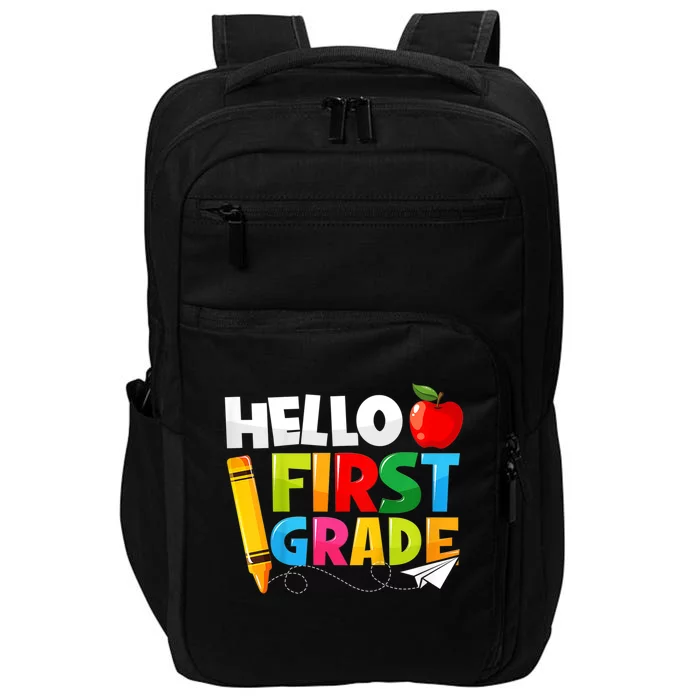 Hello First Grade 1St Day Of School Teacher Great Gift Impact Tech Backpack