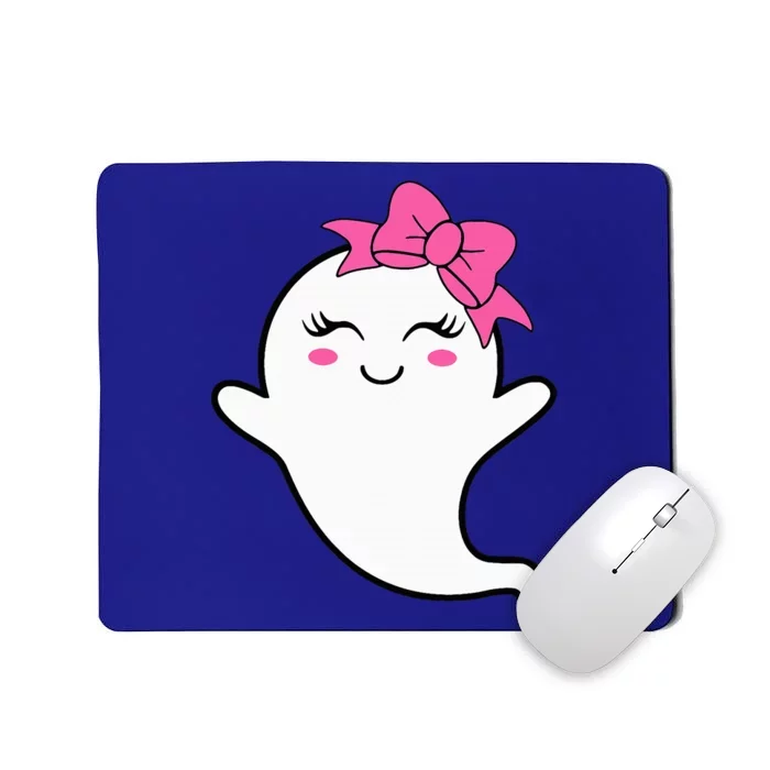 Halloween Funny Ghost With Pink Bow Boo Mousepad