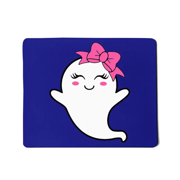 Halloween Funny Ghost With Pink Bow Boo Mousepad