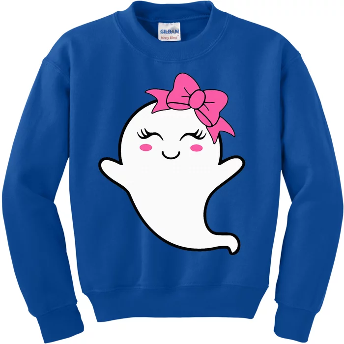 Halloween Funny Ghost With Pink Bow Boo Kids Sweatshirt