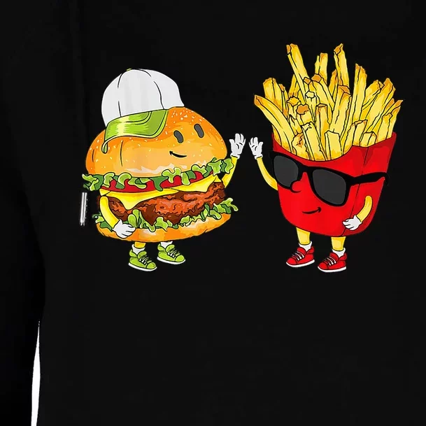 Hamburger Fries High Five Cool Fun Combo Snacks Womens Funnel Neck Pullover Hood