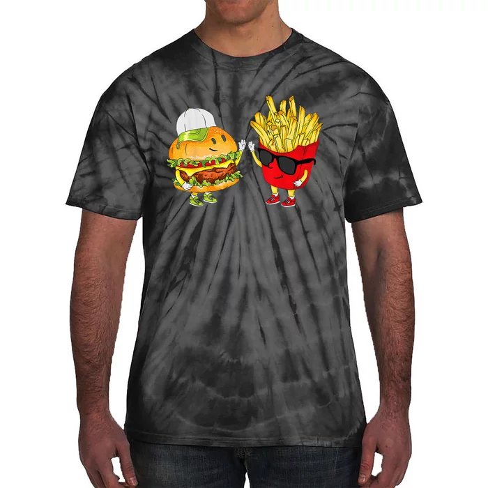 Hamburger Fries High Five Cool Fun Combo Snacks Tie-Dye T-Shirt