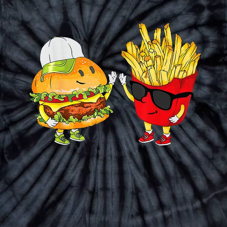 Hamburger Fries High Five Cool Fun Combo Snacks Tie-Dye T-Shirt