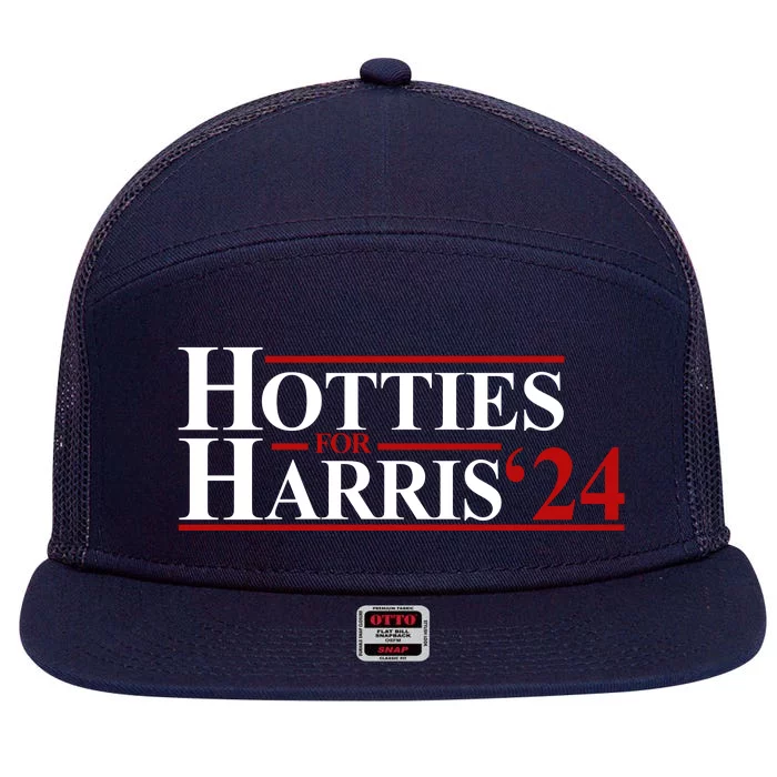 Hotties For Harris 2024 Funny Politcal Election 7 Panel Mesh Trucker Snapback Hat