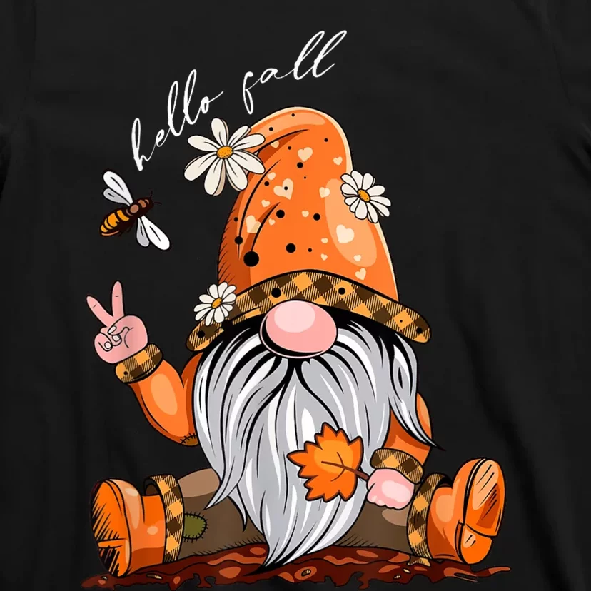 Hello Fall Happy Thanksgiving Gnome Pumpkin Fall Season T-Shirt