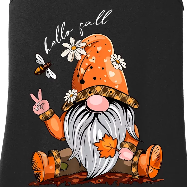 Hello Fall Happy Thanksgiving Gnome Pumpkin Fall Season Ladies Essential Tank