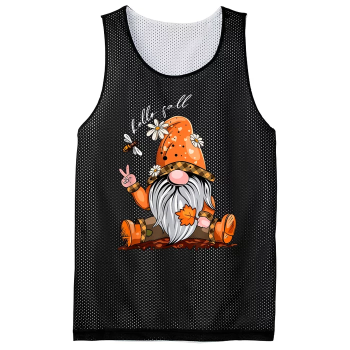 Hello Fall Happy Thanksgiving Gnome Pumpkin Fall Season Mesh Reversible Basketball Jersey Tank