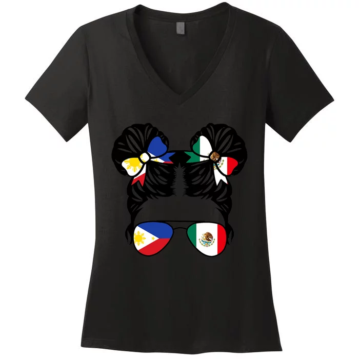 Half Filipino Half Mexican Philippines Heritage Women's V-Neck T-Shirt