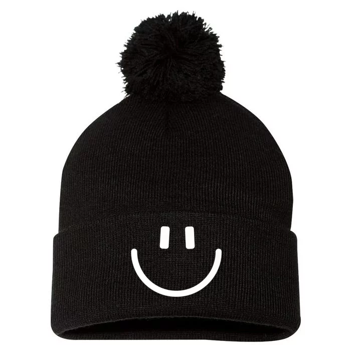 Happy Face, Happy Life Pom Pom 12in Knit Beanie