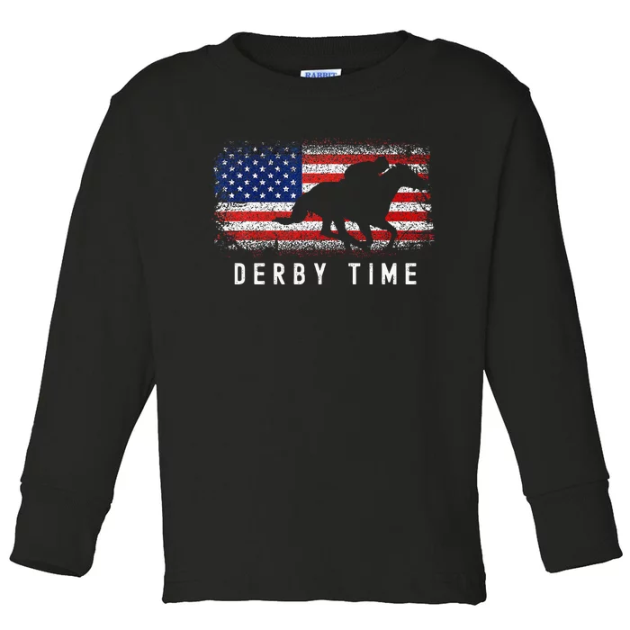 Horse Funny Horses Derby Time Horse Racing Toddler Long Sleeve Shirt