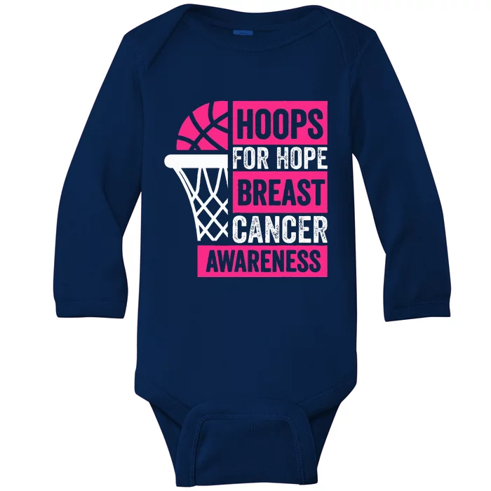 Hoops For Hope Basketball Family Breast Cancer Awareness Baby Long Sleeve Bodysuit