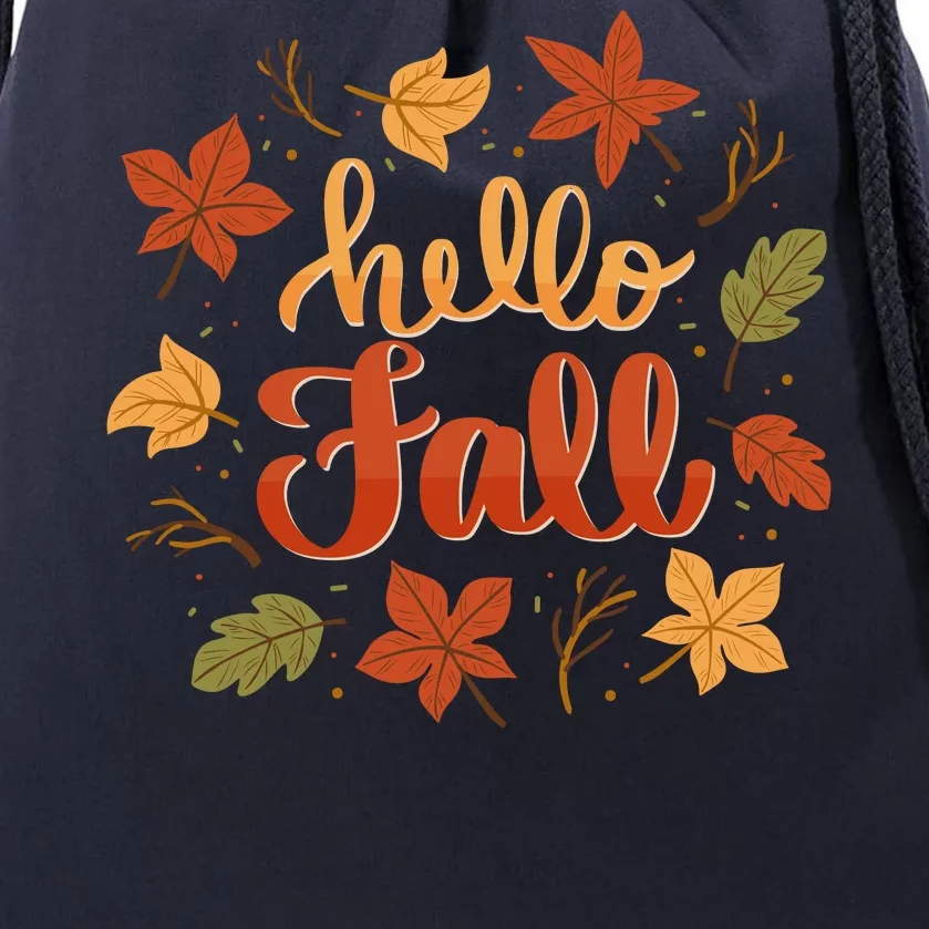 Hello Fall Drawstring Bag