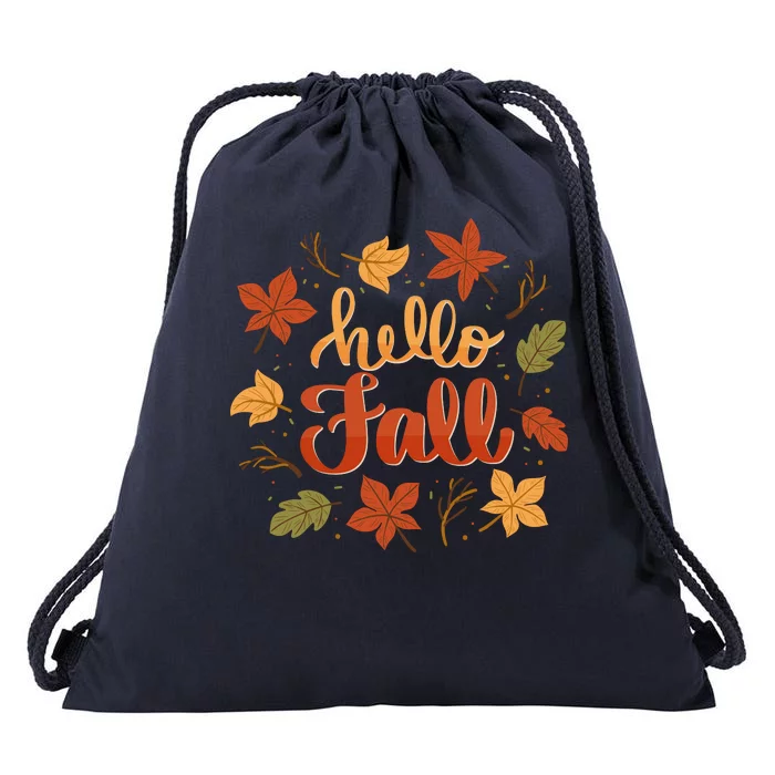 Hello Fall Drawstring Bag