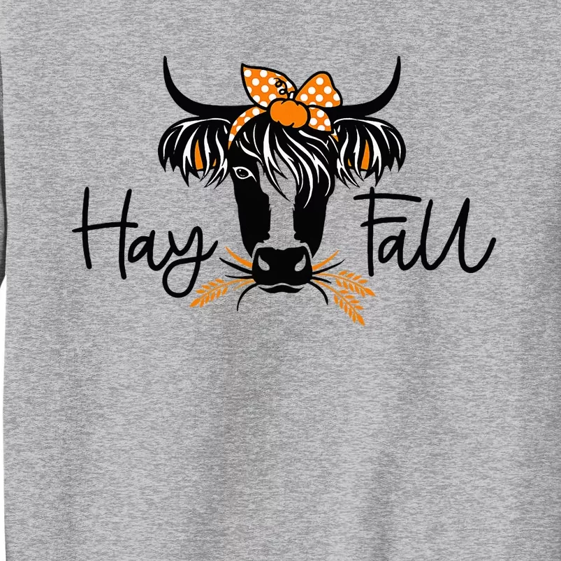 Hay Fall Highland Cow Leopard Thanksgiving Heifer Cow Tall Sweatshirt