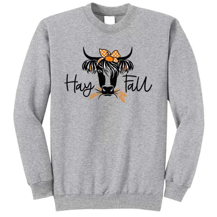 Hay Fall Highland Cow Leopard Thanksgiving Heifer Cow Tall Sweatshirt