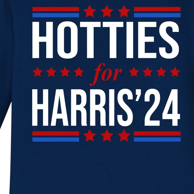 Hotties For Harris 2024 Funny Election Kamala Baby Long Sleeve Bodysuit