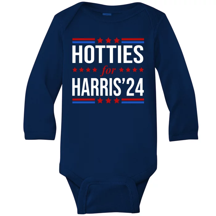 Hotties For Harris 2024 Funny Election Kamala Baby Long Sleeve Bodysuit