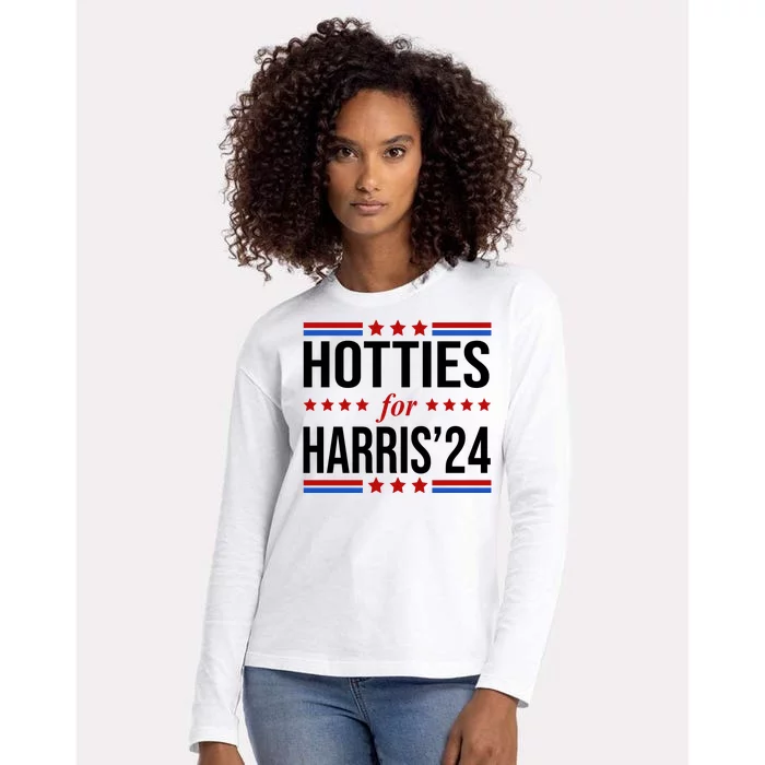 Hotties For Harris 2024 Funny Election Kamala Womens Cotton Relaxed Long Sleeve T-Shirt