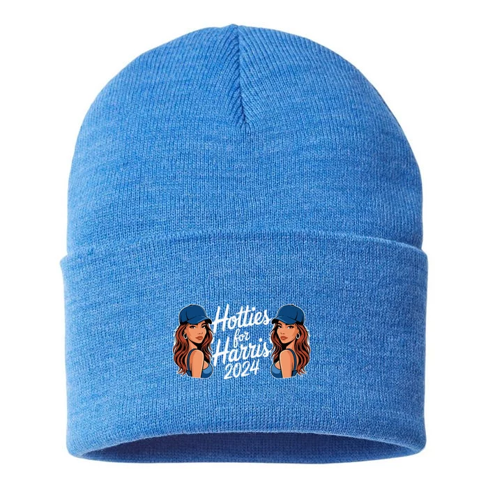 Hotties For Harris 2024 Election Political Statet Sustainable Knit Beanie