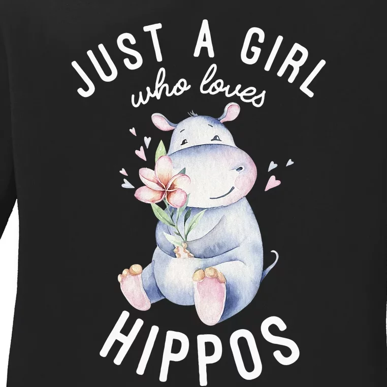 Hippo For Hippo Lover Cute Hippo Ladies Long Sleeve Shirt