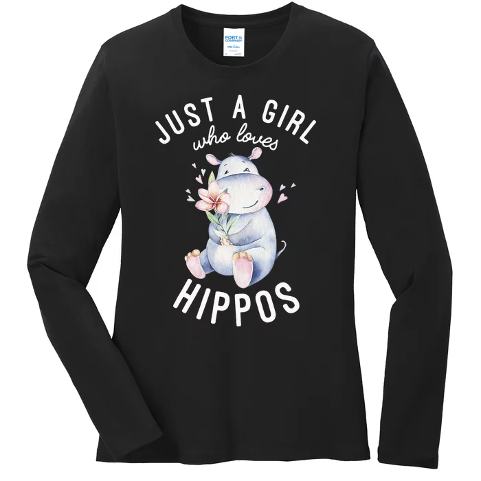 Hippo For Hippo Lover Cute Hippo Ladies Long Sleeve Shirt