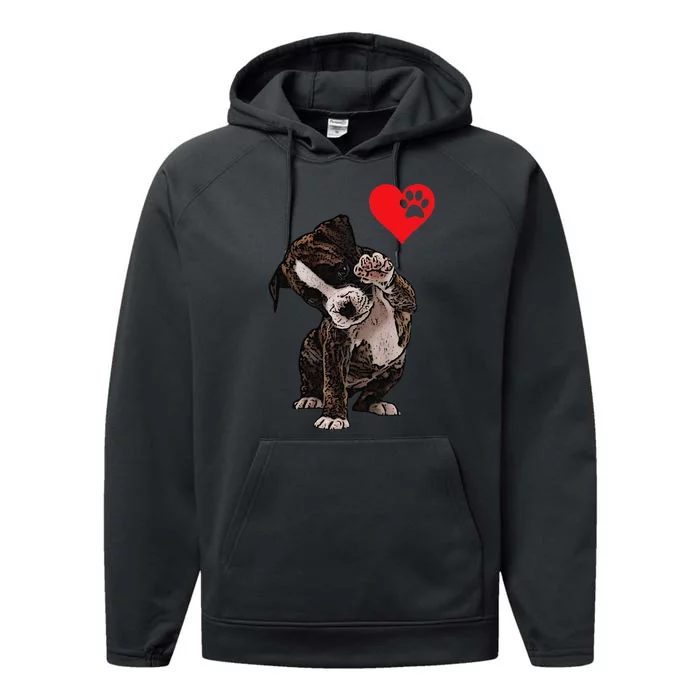 High Five Heart Bulldog Pup I Love Boxer Dog Lovers Bulldogs Performance Fleece Hoodie