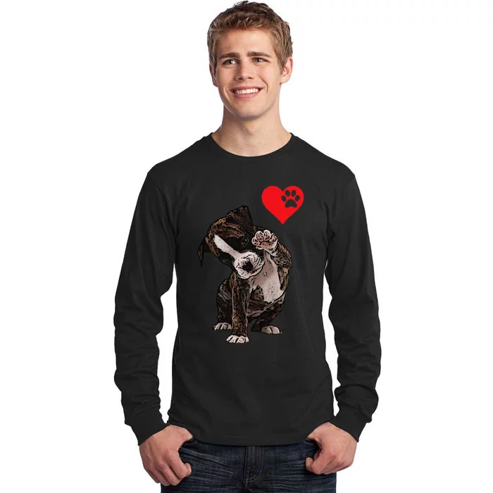 High Five Heart Bulldog Pup I Love Boxer Dog Lovers Bulldogs Tall Long Sleeve T-Shirt