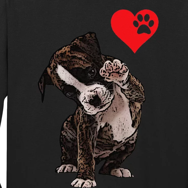 High Five Heart Bulldog Pup I Love Boxer Dog Lovers Bulldogs Tall Long Sleeve T-Shirt