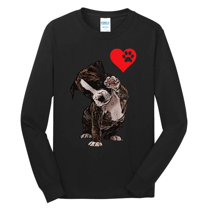 High Five Heart Bulldog Pup I Love Boxer Dog Lovers Bulldogs Tall Long Sleeve T-Shirt