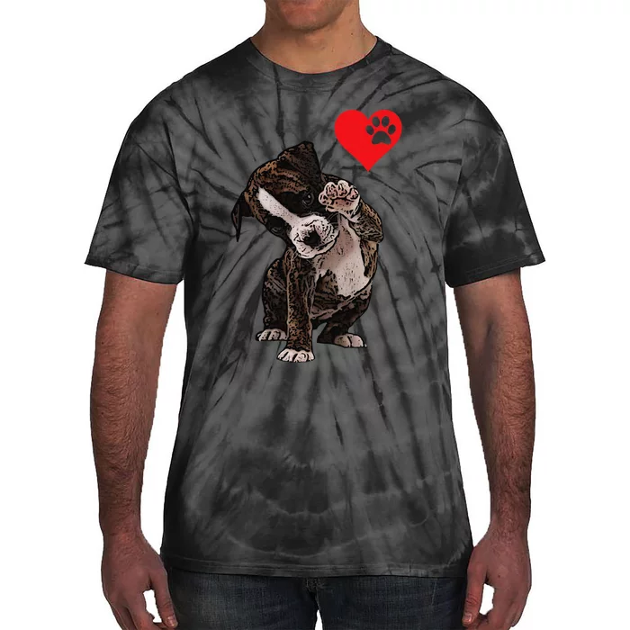 High Five Heart Bulldog Pup I Love Boxer Dog Lovers Bulldogs Tie-Dye T-Shirt