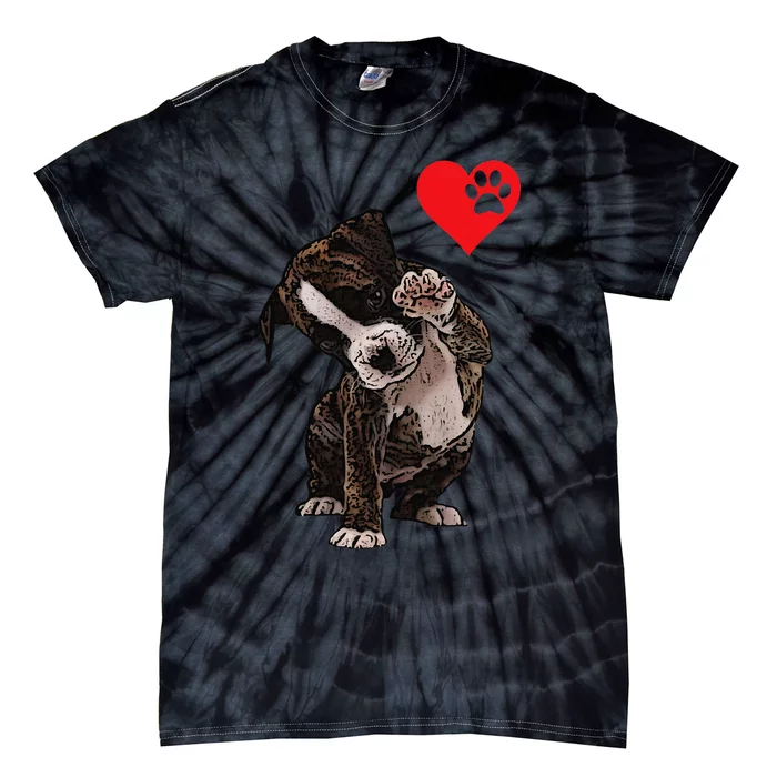 High Five Heart Bulldog Pup I Love Boxer Dog Lovers Bulldogs Tie-Dye T-Shirt