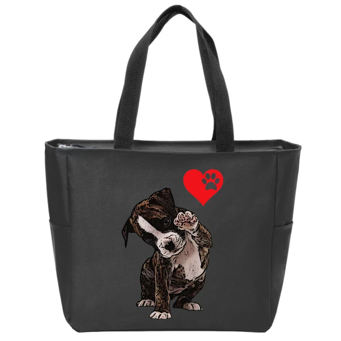 High Five Heart Bulldog Pup I Love Boxer Dog Lovers Bulldogs Zip Tote Bag