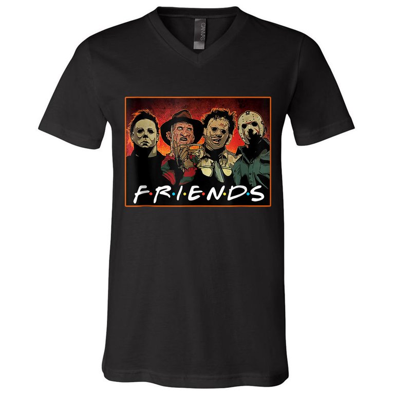 Halloween Friends, Halloween Horror Movies Characters V-Neck T-Shirt