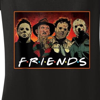 Halloween Friends, Halloween Horror Movies Characters Women's V-Neck T-Shirt