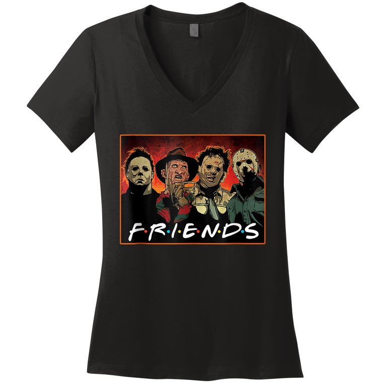 Halloween Friends, Halloween Horror Movies Characters Women's V-Neck T-Shirt