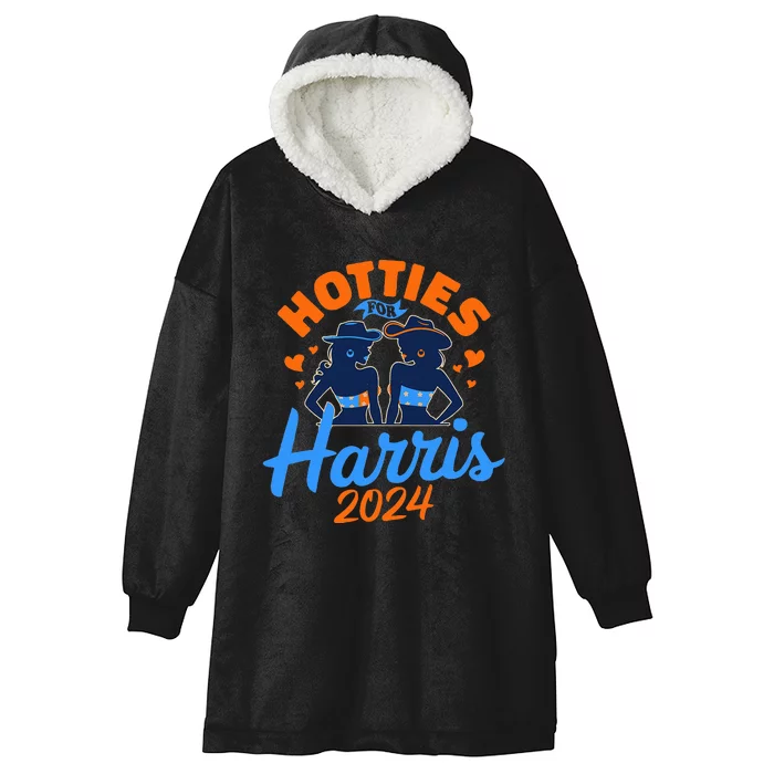 Hotties For Harris 2024 Election Political Statet Hooded Wearable Blanket