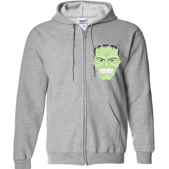 Halloween Frankenstein Head Terrifyingly Green Snarling Head Full Zip Hoodie