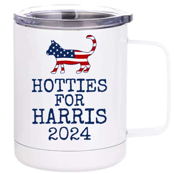 Hotties For Harris 2024 Cat Ladies Kamala Front & Back 12oz Stainless Steel Tumbler Cup