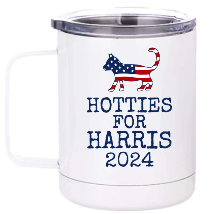 Hotties For Harris 2024 Cat Ladies Kamala Front & Back 12oz Stainless Steel Tumbler Cup