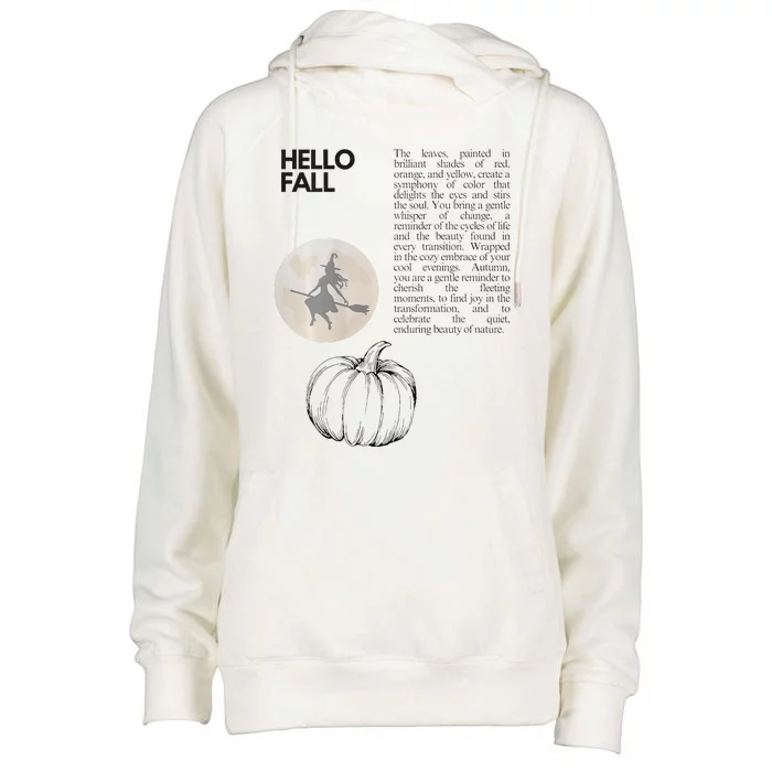 Hello Fall Womens Funnel Neck Pullover Hood