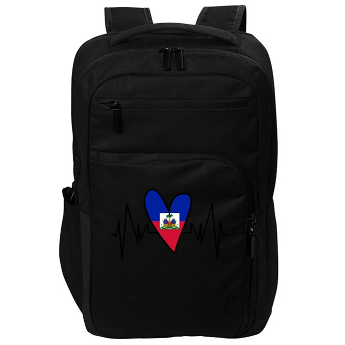 Haitian Flag Heartbeat Ekg Heart Gift Impact Tech Backpack