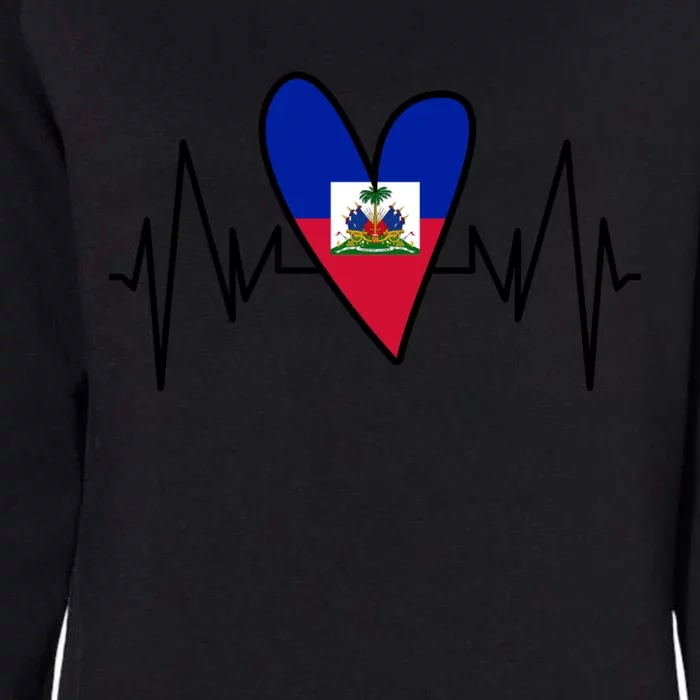 Haitian Flag Heartbeat Ekg Heart Gift Womens California Wash Sweatshirt